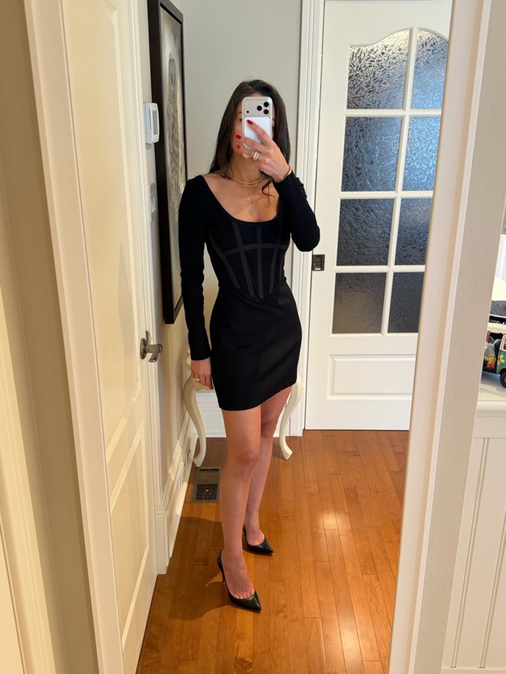 Dion Lee Black Long-Sleeve Corset Mini Dress